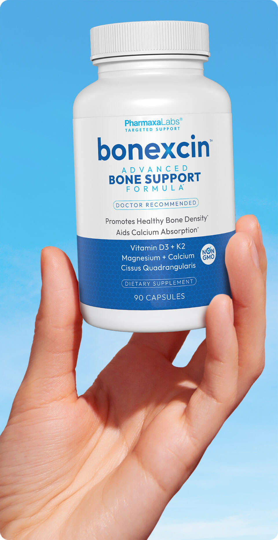 Bonexcin bottle in hand